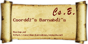 Csordás Barnabás névjegykártya